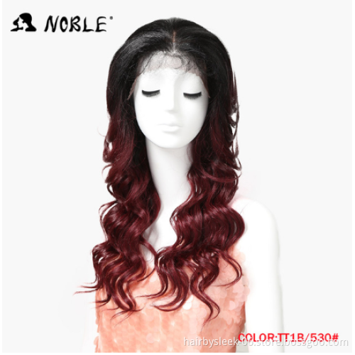 Noble long synthetic hair wig for black women Ombre colored high temperature finber hair Lace frontal wig synthetic hair wig